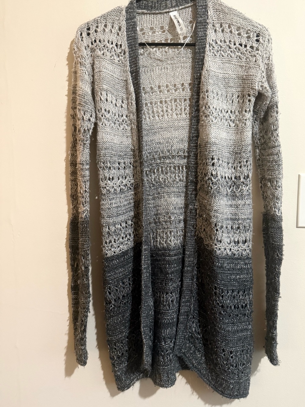 Bethany Mota Gray Ombre Open-Front Knit Cardigan